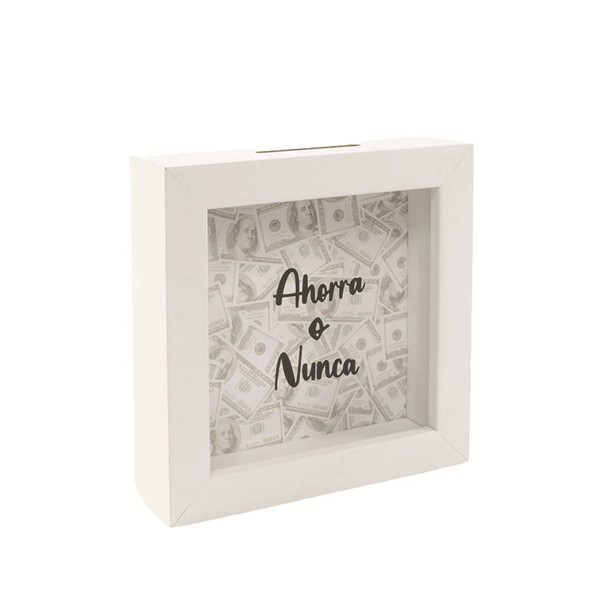 HUCHA DE MADERA AHORRA O NUNCA