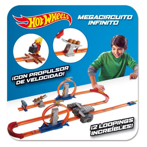 PISTA MEGACIRCUITO INFINITO HOT WHEELS JUGUETE CON COCKE INCLUIDO