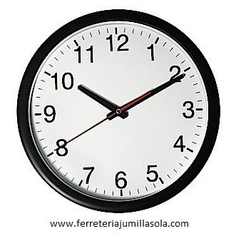 RELOJ PARED COCINA 25cm PL&Aacute;STICO NEGRO POTTERY